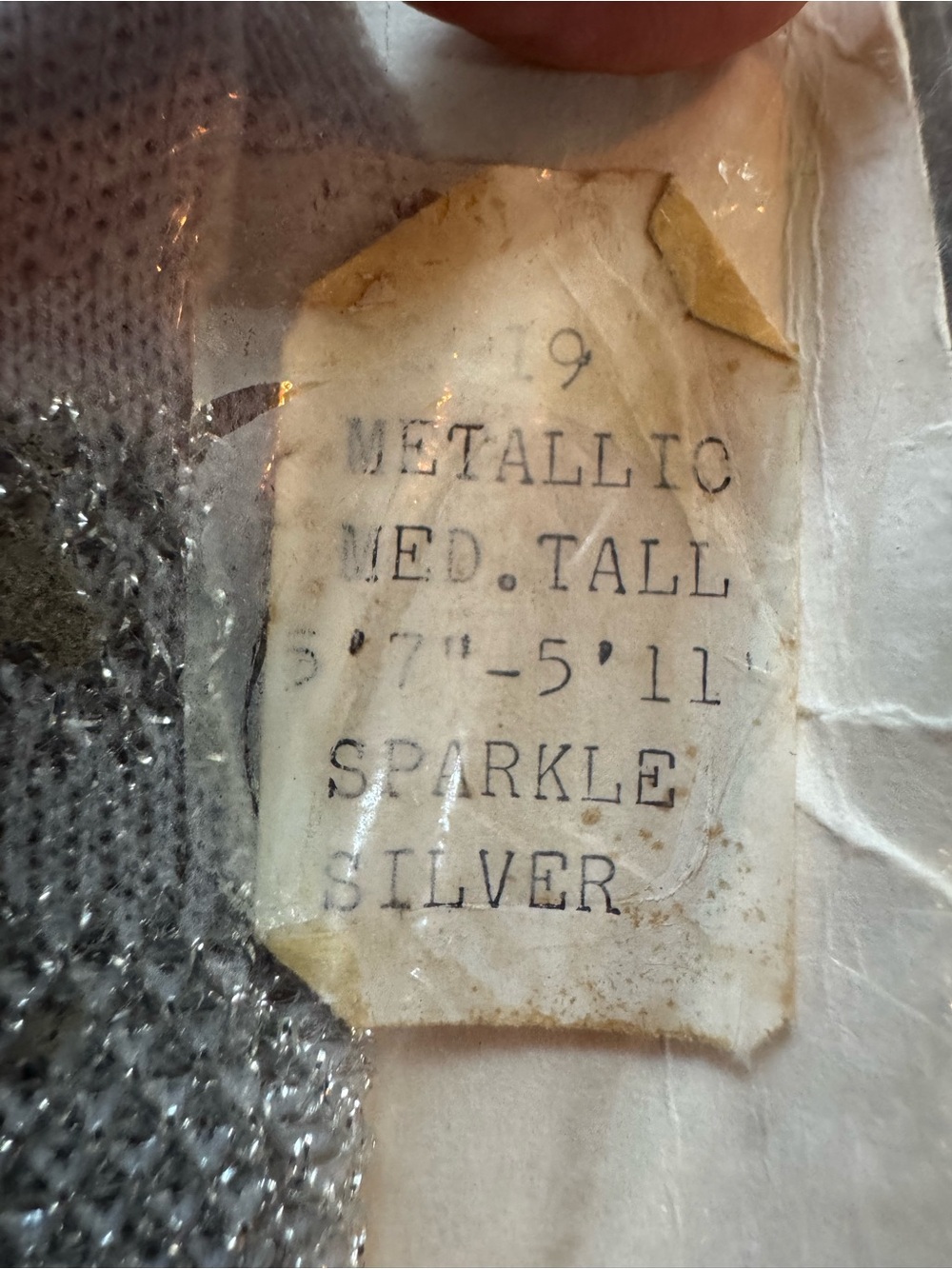 Vintage Treadwell Metallic Pantyhose Sparkle Silver Nylon Med Tall NOS - Picture 5 of 6